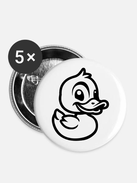 Ente Enten - Buttons groß 56 mm (5er Pack) - Weiß