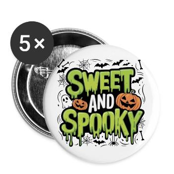 Doux et effrayant Doux dicton d’Halloween - Lot de 5 grands badges (56 mm) - blanc - Devant