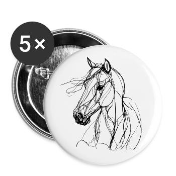 Pferd Pferde Reiten Reitsport - Buttons groß 56 mm (5er Pack) - Weiß - Vorne