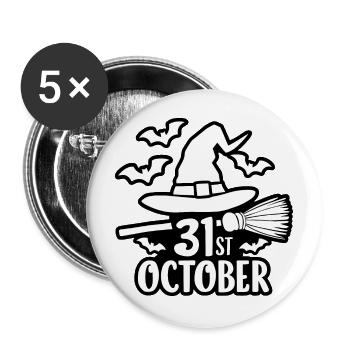 31st October Halloween Spruch Zitat - Buttons groß 56 mm (5er Pack) - Weiß - Vorne