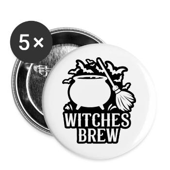 Witches Brew Halloween Spruch Zitat - Buttons groß 56 mm (5er Pack) - Weiß - Vorne
