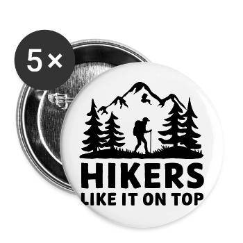 Wanderer Naturfreunde Bergen Wald Outdoor - Buttons groß 56 mm (5er Pack) - Weiß - Vorne