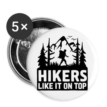 Randonneurs Randonnée Montagne Forêts Nature - Lot de 5 grands badges (56 mm) - blanc - Devant
