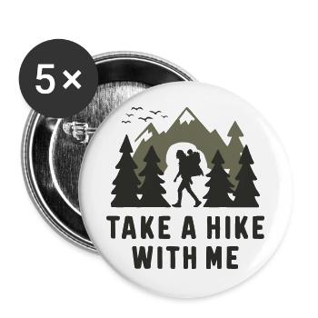 Hikers Hiking Mountains Forests Nature - Buttons large 2.2''/56 mm (5-pack) - white - Front