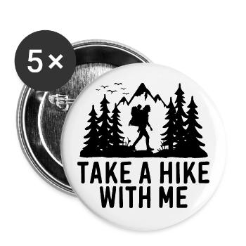 Wandern Wanderer Faites une randonnée avec moi - Lot de 5 grands badges (56 mm) - blanc - Devant