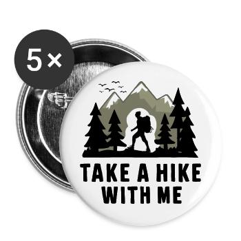Wandern Wanderer Faites une randonnée avec moi - Lot de 5 grands badges (56 mm) - blanc - Devant