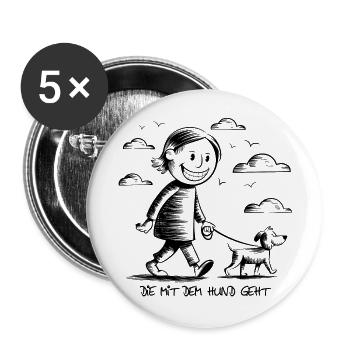 Lustiger Hunde Spruch für Hundeliebhaber - Buttons groß 56 mm (5er Pack) - Weiß - Vorne