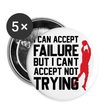 Design de basket-ball cool avec un dicton motivant - Lot de 5 grands badges (56 mm) - blanc - Devant