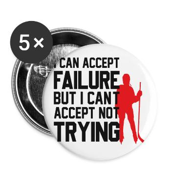 Design de hockey sur glace cool avec un dicton motivant - Lot de 5 grands badges (56 mm) - blanc - Devant