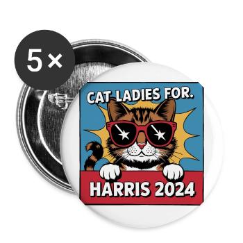 Cat Ladies Pour Kamala Harris 2024 États-Unis Amérique - Lot de 5 grands badges (56 mm) - blanc - Devant