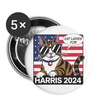 Cat Ladies Pour Kamala Harris 2024 États-Unis Amérique - Lot de 5 grands badges (56 mm) - blanc - Devant