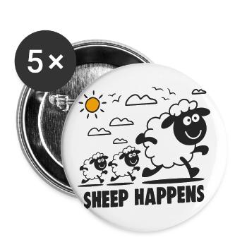 Funny Sheep Sheep Happens - Buttons large 2.2''/56 mm (5-pack) - white - Front