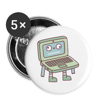 Drôle d’ordinateur portable Derpy qui charge son cerveau - Lot de 5 grands badges (56 mm) - blanc - Devant