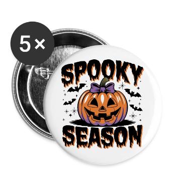 Halloween Kürbis Spooky Season - Buttons groß 56 mm (5er Pack) - Weiß - Vorne