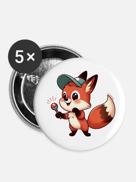 FOX 4 - Buttons groß 56 mm (5er Pack) - Weiß