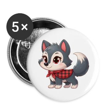 wolf 7 - Lot de 5 grands badges (56 mm) - blanc - Devant