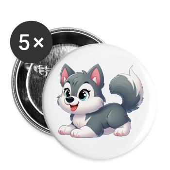 wolf 15 - Lot de 5 grands badges (56 mm) - blanc - Devant