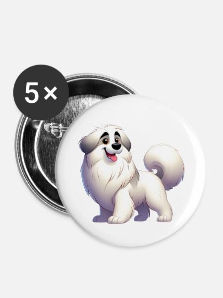 Pyrenäen-Schäferhund - Buttons groß 56 mm (5er Pack) - Weiß