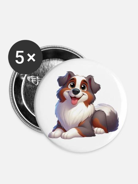 Australischer Schäferhund - Buttons groß 56 mm (5er Pack) - Weiß