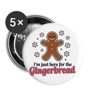 Gingerbread Lebkuchenmann Weihnachten - Buttons groß 56 mm (5er Pack) - Weiß - Vorne