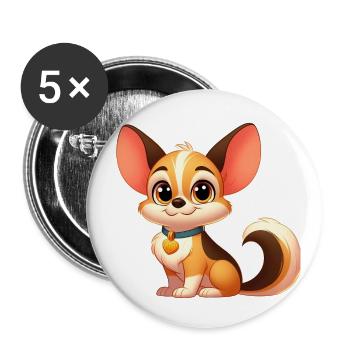 chihuahua - Lot de 5 grands badges (56 mm) - blanc - Devant