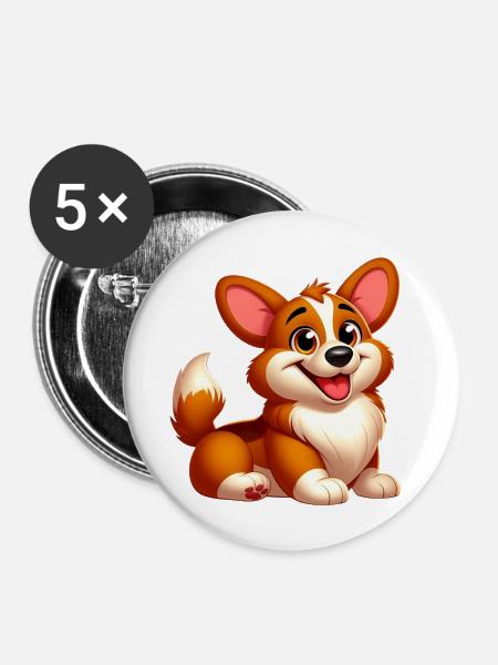 corgi - Buttons groß 56 mm (5er Pack) - Weiß