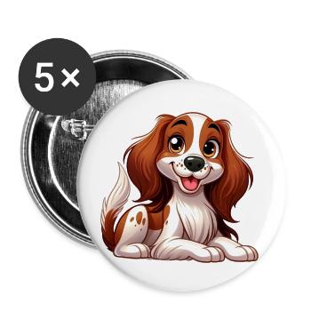 epagneul breton - Lot de 5 grands badges (56 mm) - blanc - Devant