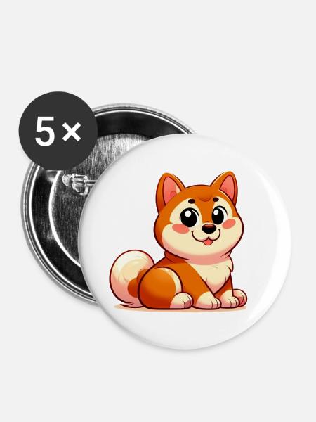 Shiba 4 - Buttons groß 56 mm (5er Pack) - Weiß