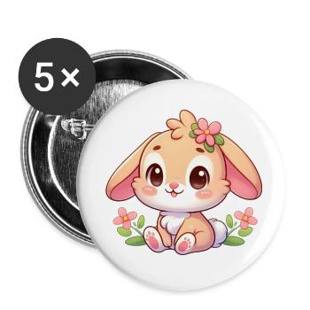 lapin 7 - Lot de 5 grands badges (56 mm) - blanc - Devant