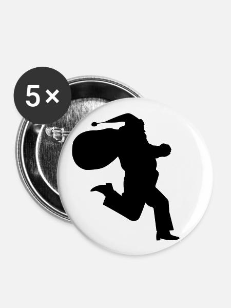 Santa Claus is running - Buttons groß 56 mm (5er Pack) - Weiß