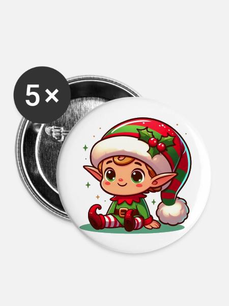 Elf 3 - Buttons groß 56 mm (5er Pack) - Weiß