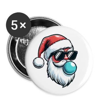 santa fun - Lot de 5 grands badges (56 mm) - blanc - Devant