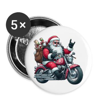 Santa Moto 5 - Buttons large 2.2''/56 mm (5-pack) - white - Front