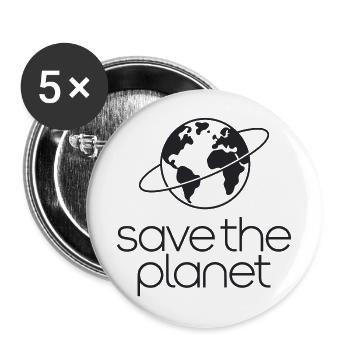 Save the Planet Erde Umweltaktivisten - Buttons groß 56 mm (5er Pack) - Weiß - Vorne