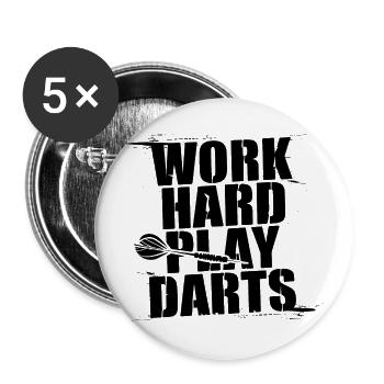 Work Hard Play Darts Darts Player Darts Sport - Buttons large 2.2''/56 mm (5-pack) - white - Front