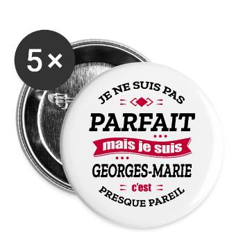 GEORGES-MARIE PARFAIT - PRENOM GEORGES-MARIE - Lot de 5 grands badges (56 mm) - blanc - Devant