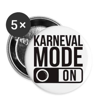 Karneval Mode On Fasching Fasnet - Buttons groß 56 mm (5er Pack) - Weiß - Vorne