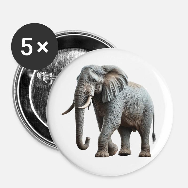Elephant - Buttons large 2.2''/56 mm (5-pack) - white