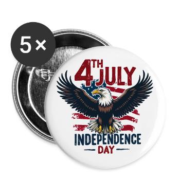 Amerika USA Adler 4th July Independence Day - Buttons groß 56 mm (5er Pack) - Weiß - Vorne