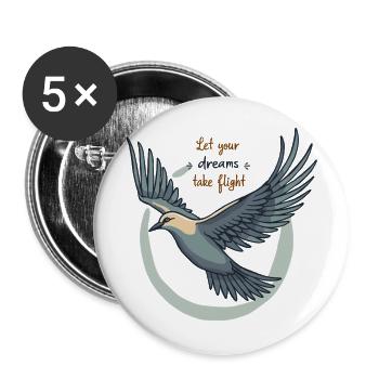 Laissez vos rêves prendre leur envol Oiseau mouette - Lot de 5 grands badges (56 mm) - blanc - Devant