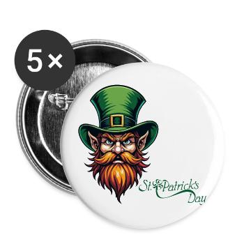 Leprechaun St. Patrick's Day - Irish Happiness - Buttons large 2.2''/56 mm (5-pack) - white - Front