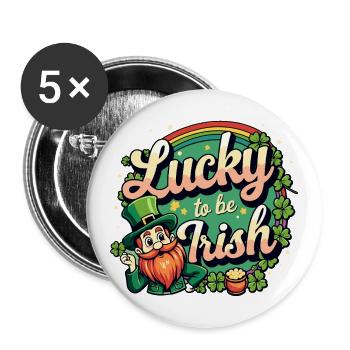 Lucky to be Irish – St. Patrick's Day Leprechaun - Buttons large 2.2''/56 mm (5-pack) - white - Front