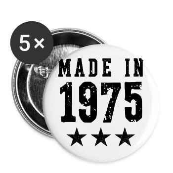 Made in 1975 – Vintage Geburtstag Jahrgangslegende - Buttons groß 56 mm (5er Pack) - Weiß - Vorne