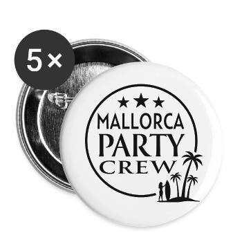 Mallorca Party Crew Sommer, Sonne & Partyfeeling - Buttons groß 56 mm (5er Pack) - Weiß - Vorne