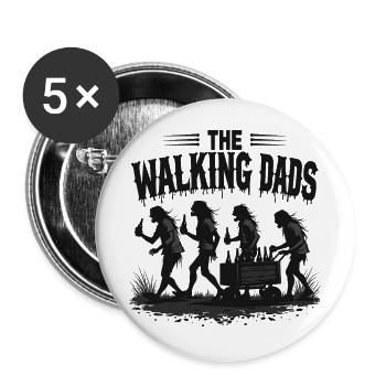The Walking Dads – Vatertag Junggesellenabschied - Buttons groß 56 mm (5er Pack) - Weiß - Vorne