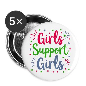 Girls Support Girls Statement Friendship - Buttons large 2.2''/56 mm (5-pack) - white - Front