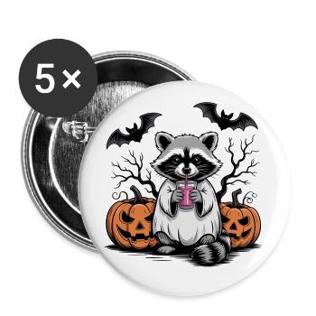 Raton laveur d’Halloween - Lot de 5 grands badges (56 mm) - blanc - Devant