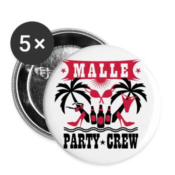 15 Malle Party Crew Drinking Team Sex Beer Bier - Buttons groß 56 mm (5er Pack) - Weiß - Vorne