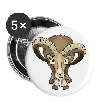 Mouflon ram Stock stare down Aries gift - Buttons large 2.2''/56 mm (5-pack) - white - Front