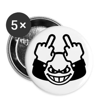 Nasty Emoticon (fuck off / fuck you, 1C) - Buttons large 2.2''/56 mm (5-pack) - white - Front
